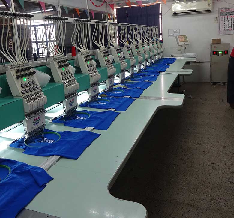 Multi-head computerised embroidery