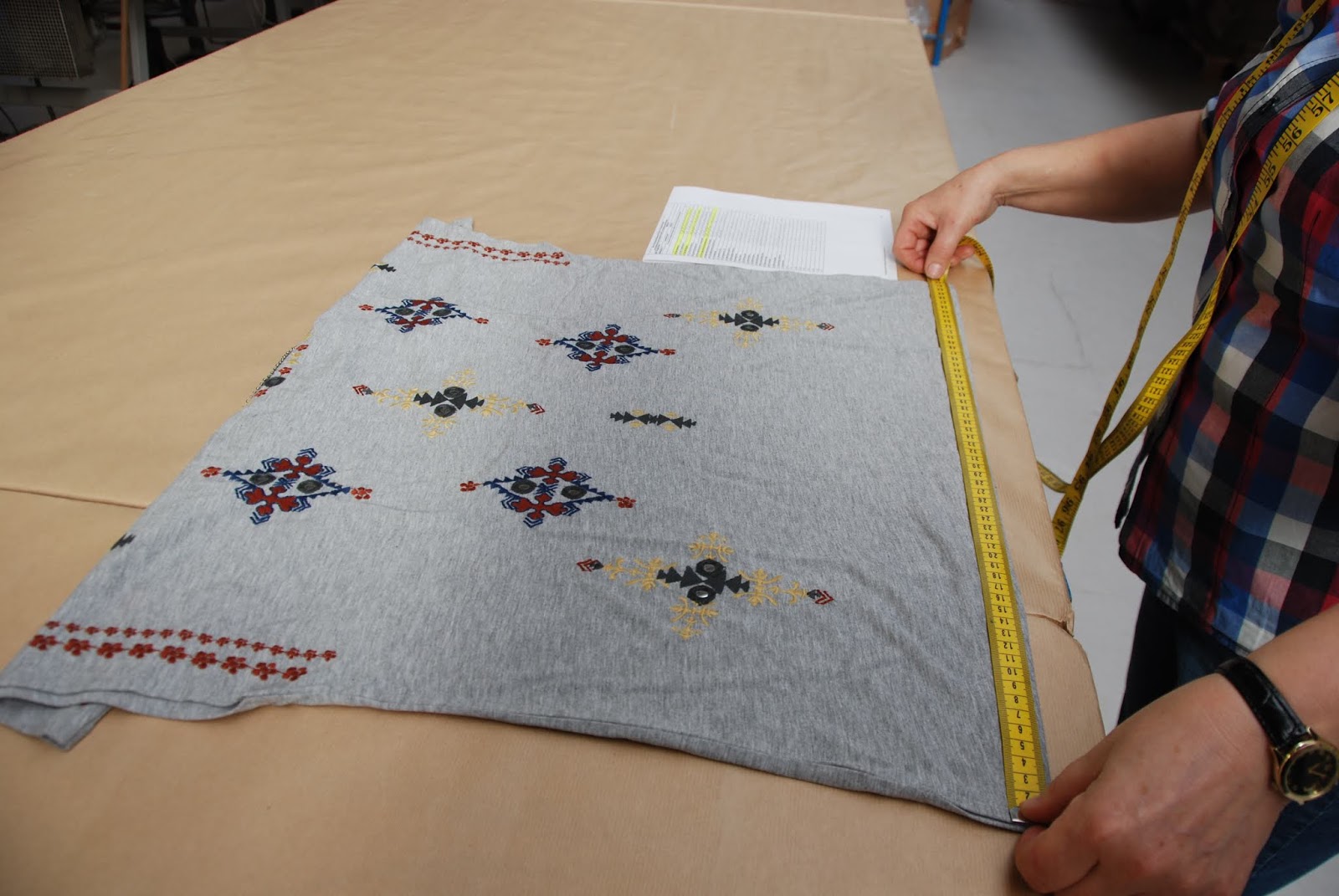 Garment sample under measurement inspection